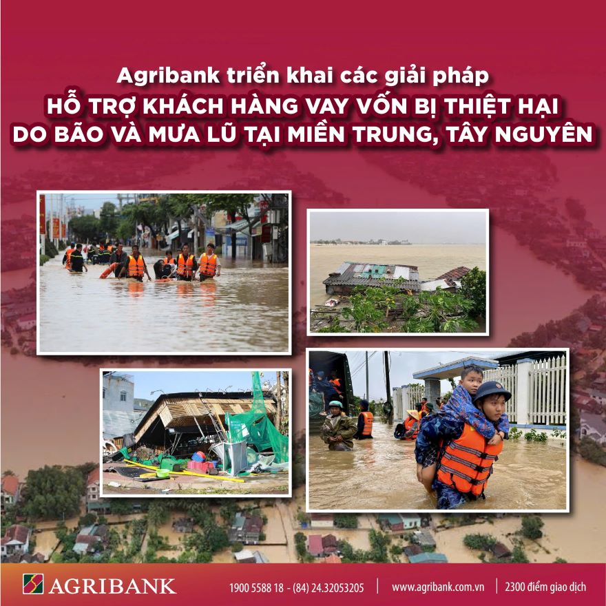 Agribank tiếp tục giảm 2%/năm lãi suất cho vay hỗ trợ khách hàng bị thiệt hại do bão lũ - 1
